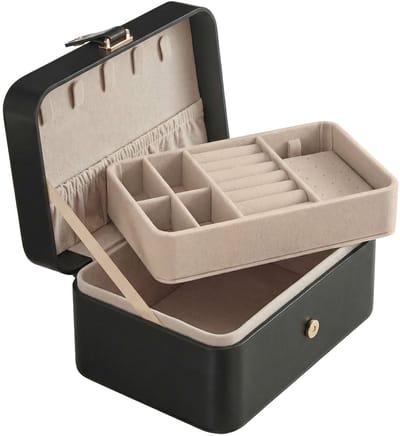 SONGMICS - Sieradendoos - Juwelendoos - Voor Reizen - 2 Lagen - Draagbaar en Compact - Grote