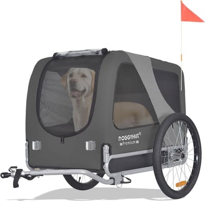 Hondenfietskar - Huisdieraanhanger - Actieve Uitjes - Versterkte Bodem - Tot 35 kg - Grijs