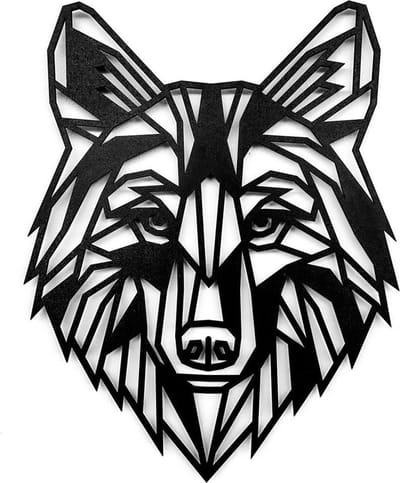 Houten Dierenkop • Houten Wolf • Dierenkop Wolf • Extra Groot • Zwart MDF • Houten Dier • Wandecoratie