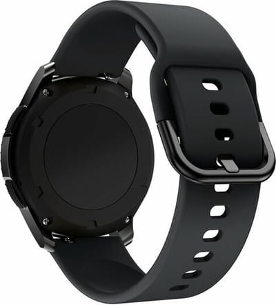 By Qubix - Siliconen sportband 20mm - Zwart - Geschikt voor Samsung Galaxy Watch 7 (40 & 44mm) - Galaxy Watch FE - Galaxy Watch 6 - Galaxy Watch 6 Pro - Galaxy Watch 5 - 5 Pro - Galaxy Watch 4 - 4 Classic - Active 2 - Watch 3 (41mm)