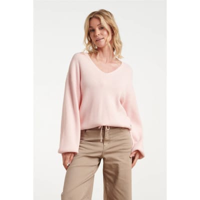 Smashed Lemon Gebreide top met v-hals en strikdetail |