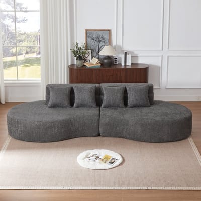 MIVRAY Modulaire Bank 310 cm - Frameloos Schuimsofa Met Afneembare Bekleding - Voor Woonkamer En Lounge - Chenille Grijs