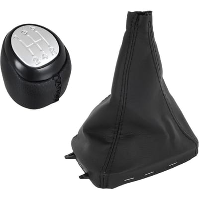 M MODECAR - Versnellingspookknop - Saab 9-3 - Zwart Kunstleer - 5 Versnellingen - Zilver Inleg