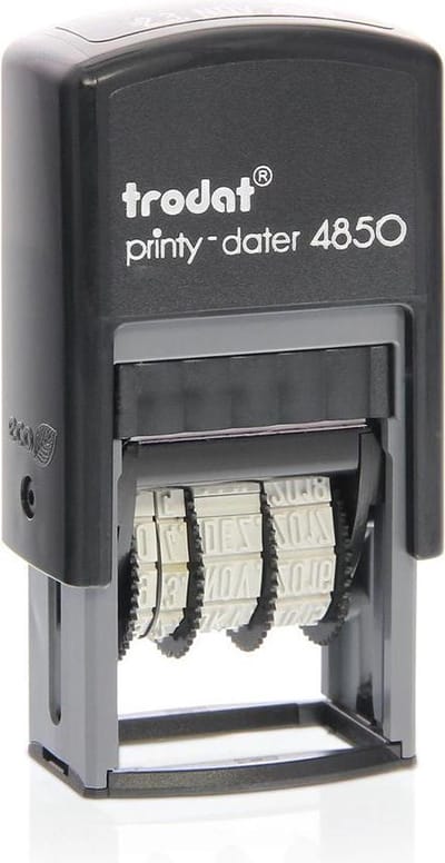 Trodat Printy 4850/D Blauw - Stempels - Datum stempel Nederlands - Stempel afbeelding en tekst
