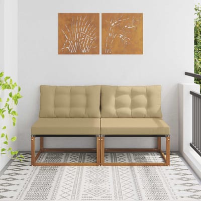 vidaXL - 2 - st - Buiten - Midden - Sofa - Massief - Acacia - Hout - Naturel