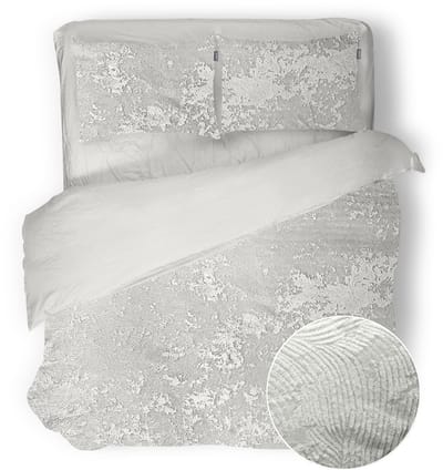 Eleganzzz Dekbedovertrek 3D Embossed Velvet Wave - Off White - Dekbedovertrek 200x200/220cm - Velvet Dekbedovertrek - 100% Velvet - Tweepersoons dekbedovertrekken - Effen Dekbedovertrek