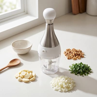 VHV - Groentesnijder - Mini hakmolen voor ui, knoflook en groente - Roestvrij staal, compact en multifunctioneel - Voor keuken en mealprep - Handmatig