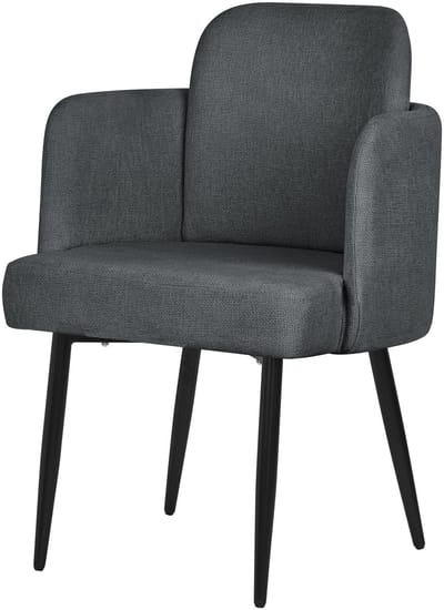 Eetkamerstoel met rugleuning & armleuning antraciet met metalen poten tot 120 kg ML design