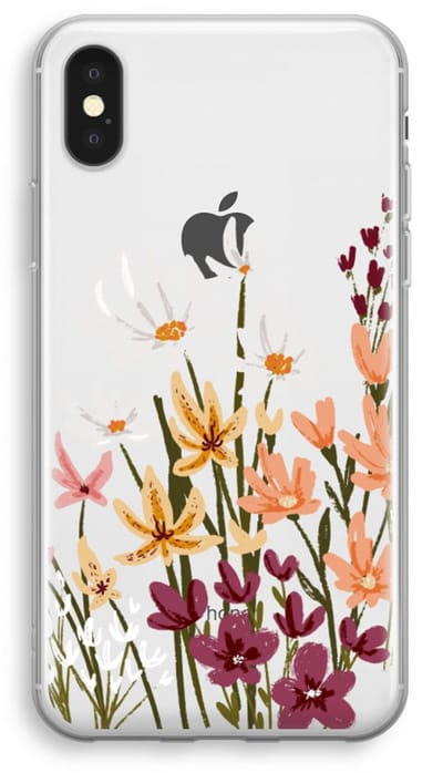 Case Company® - Hoesje geschikt voor iPhone XS hoesje - Painted wildflowers - Soft Cover Telefoonhoesje - Bescherming aan alle Kanten en Schermrand