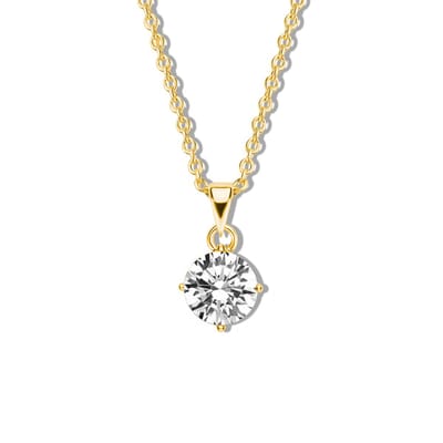 New Bling 9NB-1188 Zilveren Ketting met Zirkonia Hangertje 5mm - Wit - Ankerschakel - 1,6mm - 40+5cm - Zilver - Verguld/Goud op Zilver