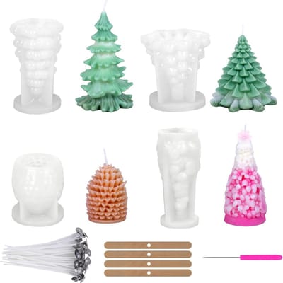 DIY Kerst Kaars Gietvormen Set - Flexibele Siliconen Mallen voor Zelf Kaarsen Maken