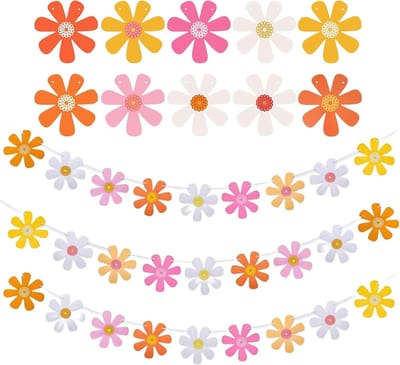 3 verpakkingen papieren madeliefjes boho banner feestdecoraties - groovy hippie decoratie voor zomerfeest en meisjes verjaardagsfeest .
