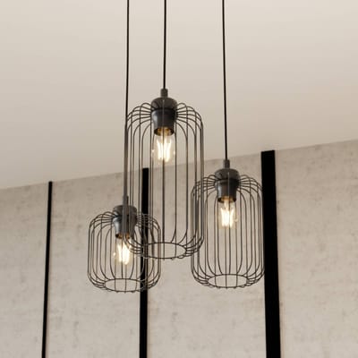 EMIBIG LIGHTING Hanglamp Vander, 3-lamps, Ø 30 cm, zwart, metaal, E27