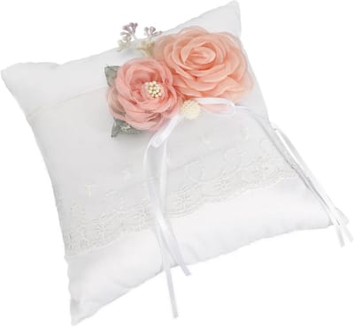 Trouwring Kussen - Bruiloft Accessoire - Ring Presentatie - Bloemen Decoratie - 17 x 17 cm - Wit