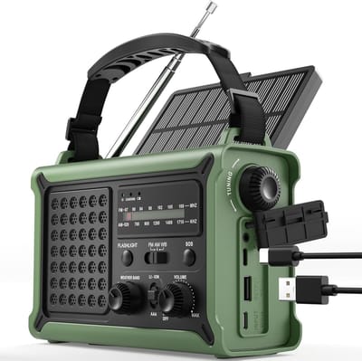 Betrouwbare Zwengelradio – Noodradio met 12000 mAh Powerbank – Geschikt voor Stroomuitval & Rampen – Krachtige AM/FM Wereldontvanger