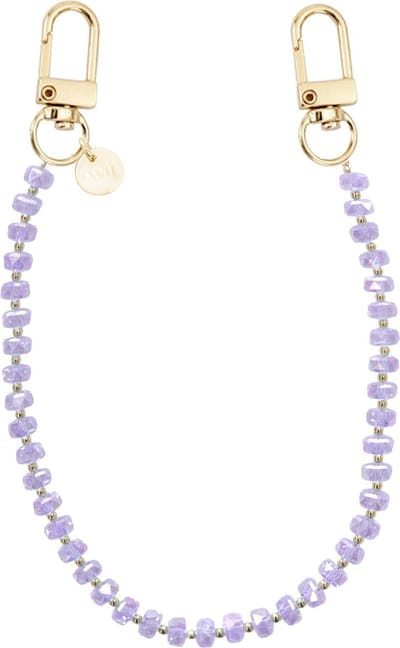 xoxo Wildhearts telefoonkoord - Crystal Cord - Kort koord - Geschikt voor iPhone - Geschikt voor Samsung - Universeel - Phone cord - Telefoonketting - Koord voor telefoon - Telefoon hanger - kristal - gouden details - kristallen - Paars