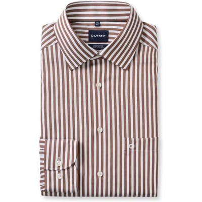 OLYMP Luxor Overhemd, Comfort Fit, New Kent, Nougat
