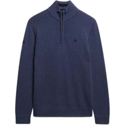 Superdry Trui Cotton Half Zip Knit Jumper M6110706a 27s Soft Navy Mannen Maat - S