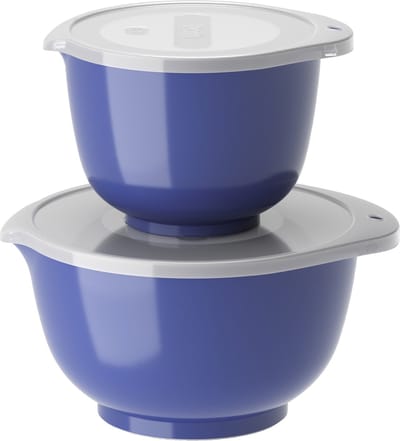 Rosti Margrethe Beslagkom Set - 4 delig - 1,5 en 3 L - Electric Blue (blauw) - Mengkom met Deksel voor Bakken en Koken - Magnetron-, Vriezer- en Vaatwasmachinebestendig