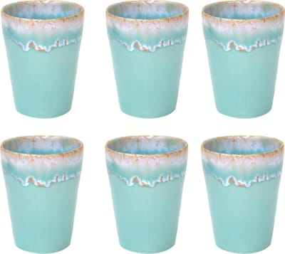 Costa Nova Kop Latte Macchiato 38cl - Grespresso - Aardewerk - Aqua - 9,5cmxH11cm - 6 stuks