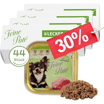 44 x 150 g Lecker.Pet® Josie's Feine Paté rijk aan kalfsvlees hondenvoer natvoer compleet voer