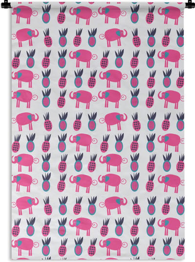 Wandkleed - Wanddoek - Ananas - Olifant - Design - 120x180 cm - Wandtapijt