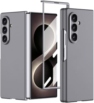 Casemania Hoesje Geschikt voor Samsung Galaxy Z Fold 8 - Grijs - Ultradun Hardcase met Ingebouwde Screenprotector- Slim Fit Harde Back Cover - Krasbestendig Beschermhoesje