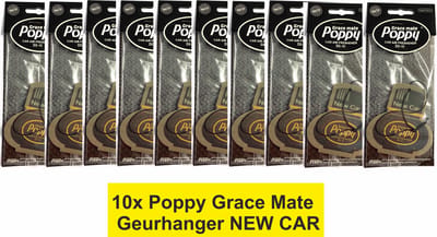 POPPY GRACE MATE® Geurhanger New-Car – Voordeelverpakking 10 Stuks – Langdurige Auto Luchtverfrisser