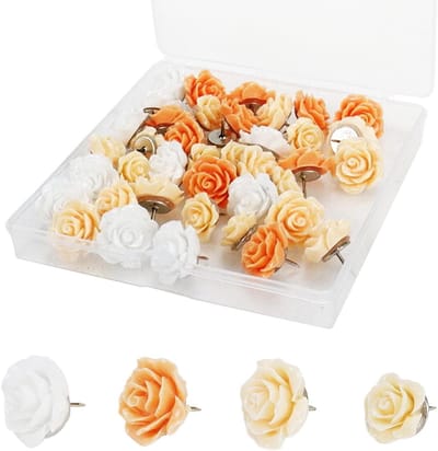 Decoratieve Duim Tacks - Bloem Punaises - Werkruimte Aankleden - Hars Metaal Combinatie - 40 stuks - Oranje