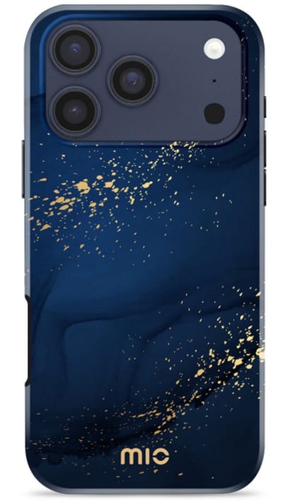 MIO Hoesje Geschikt voor Apple iPhone 17 Pro - Compatibel met MagSafe / Qi2 - Hard Shell Back Cover Case Midnight Sparkle