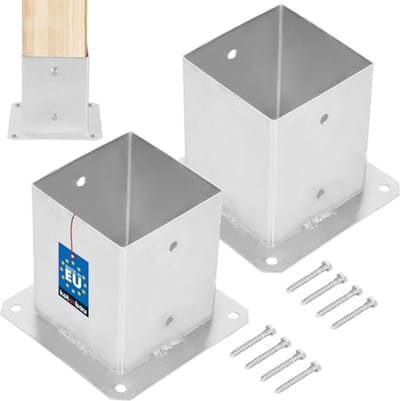 KOTARBAU® 2 Stuks Paalvoet, Paalhouder, voor Schroefbevestiging, Staal, 120 x 120 mm, Zilver, Paalsteun, Gegalvaniseerde Paalhouder, voor Tuin en Bouwprojecten