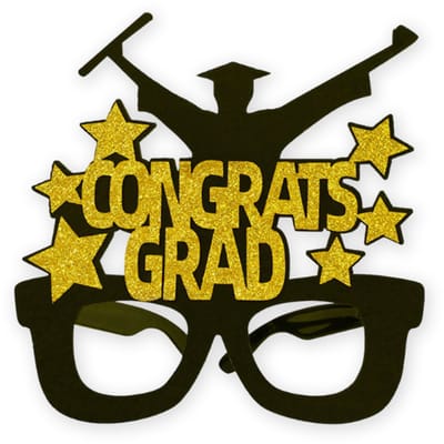 LUQ - Feestbril Graduation – Grote Zwart & Goud Bril – Feestaccessoire voor Afstuderen & Geslaagd Momenten