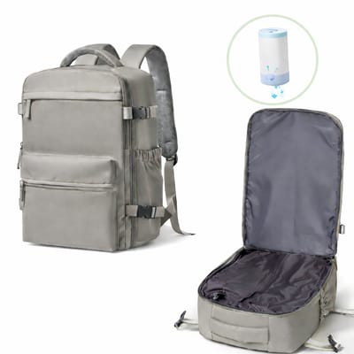 Jumalu Vacuum Rugzak Handbagage – Compressie Rugzak voor Vliegtuig 30L – Compact Inpakken zonder Extra Koffer – Waterafstotend – Taupe