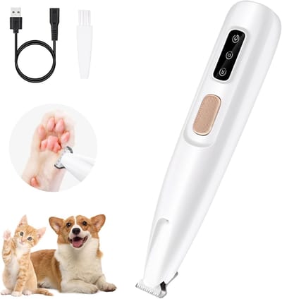 Hondentondeuse - Huisdier Trimmer - Hondenpoot Tondeuse - Hondenpoottrimmer - Waterdichte - Oplaadbare - Led-Lampje - 50 Db Stil Scheren - Voor Poten, Ogen, Oren, Gezicht en Billen - Voor Honden en Katten