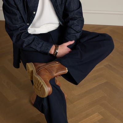 Manfield - Heren - Cognac leren boots - Maat 40