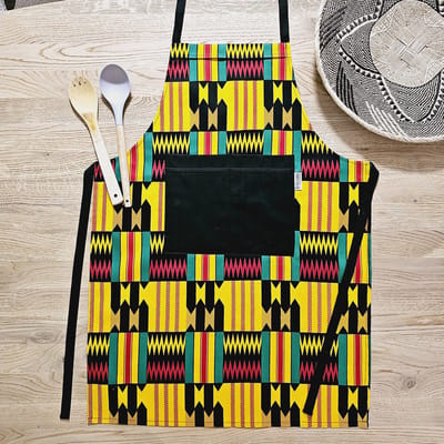 Keuken Schort | Hangemaakt Afrikaanse Boheemse Stijl Geometrische 'Mudcloth' Bogolan Geïnspireerd Druk Schort