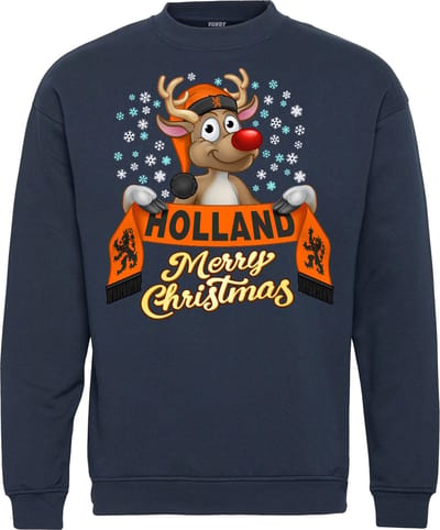 Kersttrui Holland | Foute Kersttrui Dames Heren | Kerstcadeau | Nederlands elftal supporter | Navy | maat 104/116