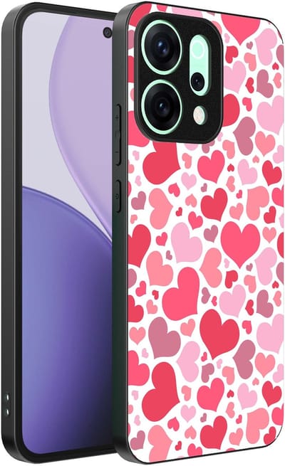 Geschikt voor Oppo Reno 14 F Telefoonhoesje met Hartjes Print - Hearts Design TPU Backcover Case - Kinder Hoesje met Hartjes Design - Smartphonica geschikt voor Oppo Reno 14 F