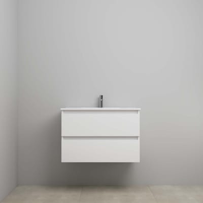 On-Line Onderkast - 80 cm - Voorgemonteerd - Porseleinen Wastafel - 1 Kraangat - Hoogglans Wit