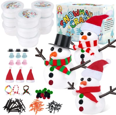 Adventskalender 2025 - Set van 9 Sneeuwpop Bouwpakket - Kerstsneeuwpop - 96 Pack Sneeuwpop DIY Modelleerklei met Klei Accessoires - Modelleermassa - Luchtdrogend - voor Jongens en Meisjes