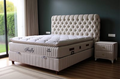 BSS Bedding Fluffy - Boxspring - Boxspring met Opbergruimte - Inclusief Dekbed - 140x200 - Beige