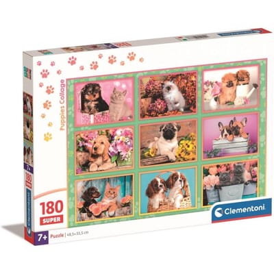 Puzzel van 180 stukjes. Geweldig. Puppy collage.