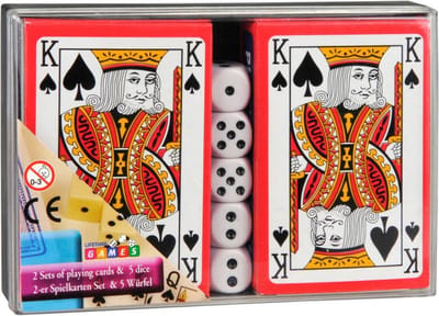 Lifetime Speelkaartenset met dobbelstenen - Compact - Inclusief kunststof doosje - 14 x 9 x 2,5 cm