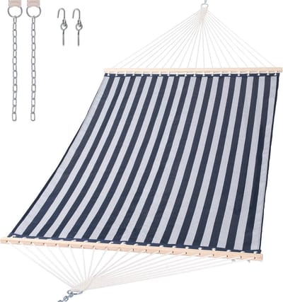 Hangmat 4,5 m Sneldrogend - Dubbel Formaat voor 2 Personen met Hardhouten Stang