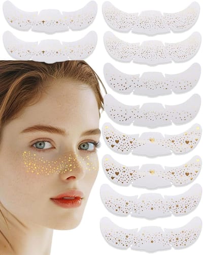 Allecto Plus - Glittertatoeages voor gezicht en lichaam - 10 stuks - Tijdelijke tattoo's - Zweetbestendig - Waterdicht - Glitterstenen - Carnaval feeststickers