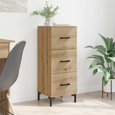 vidaXL - Dressoir - Artisan - Eiken - 34,5 - x - 34 - x - 90 - cm - Bewerkt - hout