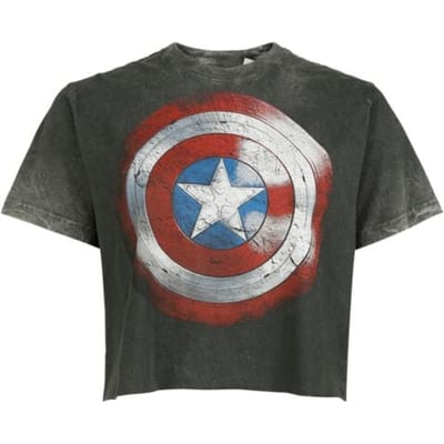 Captain America - Disney T-shirt - Vintage Shield - S tot XXL - voor Vrouwen - grijs
