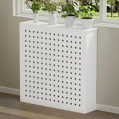 Radiatorhoes met Plank - Verwarming Omkasting - Ruimte Besparen - Vochtbestendig PVC - 31x24x6 Inch - Wit