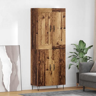 vidaXL - Highboard - Oud - Hout - 69,5 - x - 34 - x - 180 - cm - Bewerkt - hout