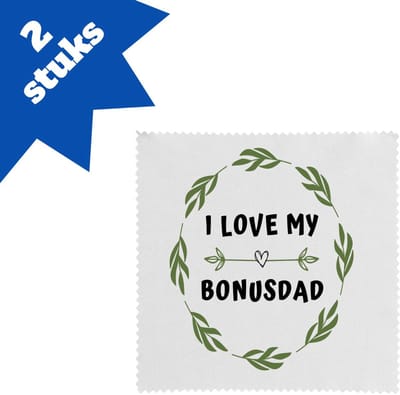 Akyol - i love my bonusdad brillendoekjes - Papa - liefste bonusvader - vader cadeautjes - vaderdag - verjaardag - geschenk - kado - 17,8 bij 17,8 cm - 2 stuks